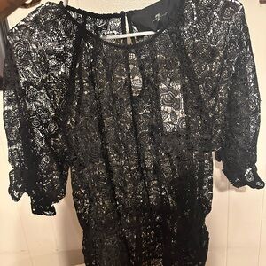 7 For All Mankind Black Lace Top